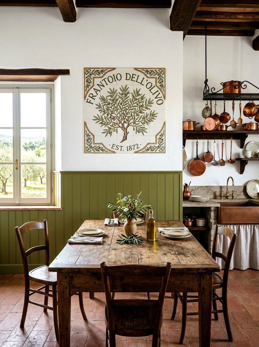 White Olive Farmhouse Wall - 30 two tone wall paint ideas