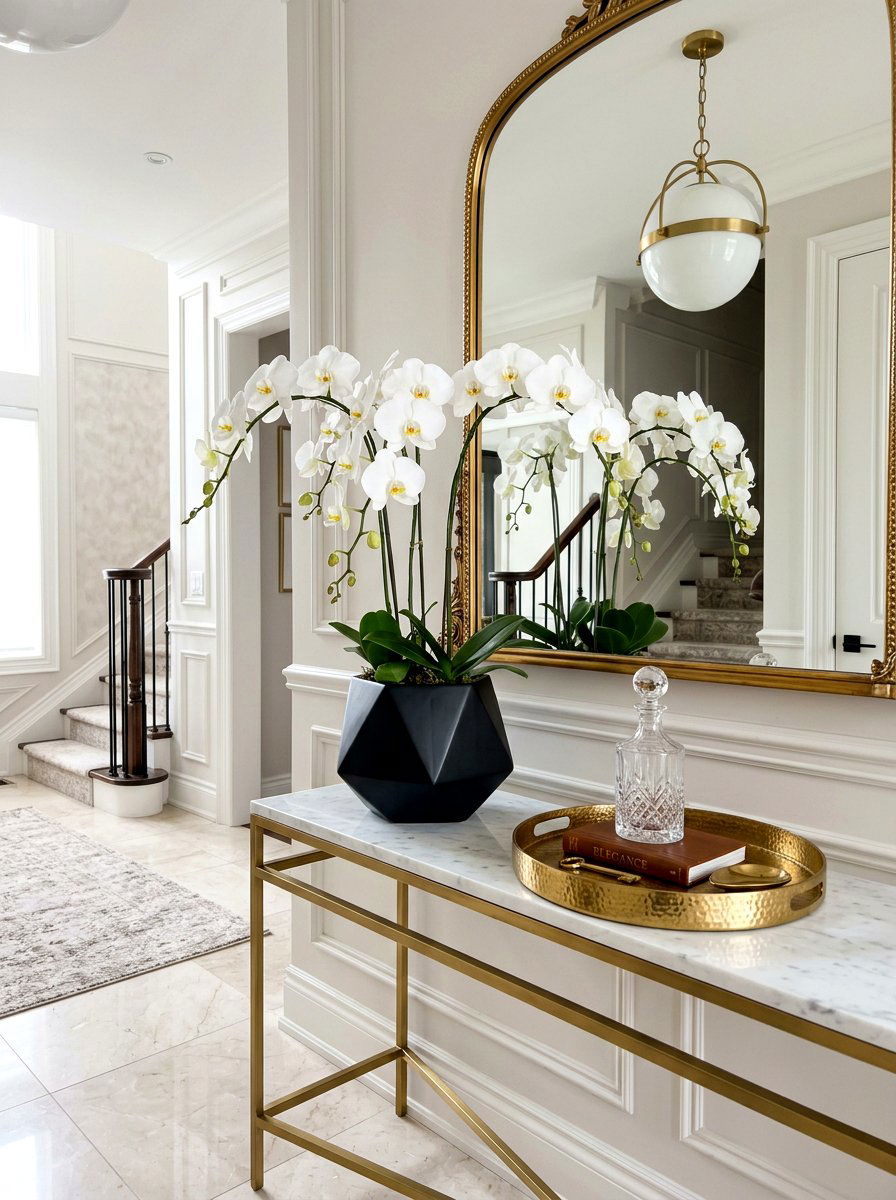 White Orchids In Modern Planter - 30 spring flower arrangement ideas