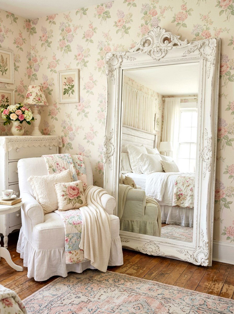 White Ornate Floor Mirror Shabby Chic - 30 oversized mirror leaning wall ideas