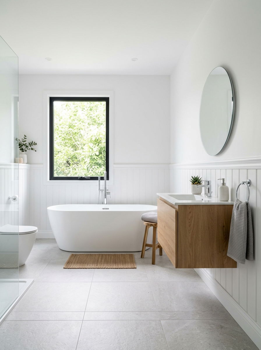 White PVC Wainscoting Panels - 30 removable wall molding ideas