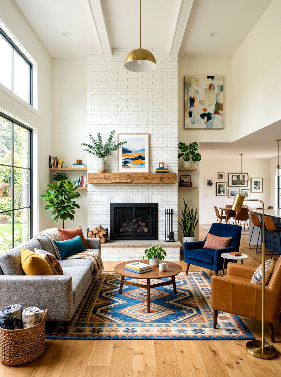 White Painted Brick - 30 fireplace mantel ideas