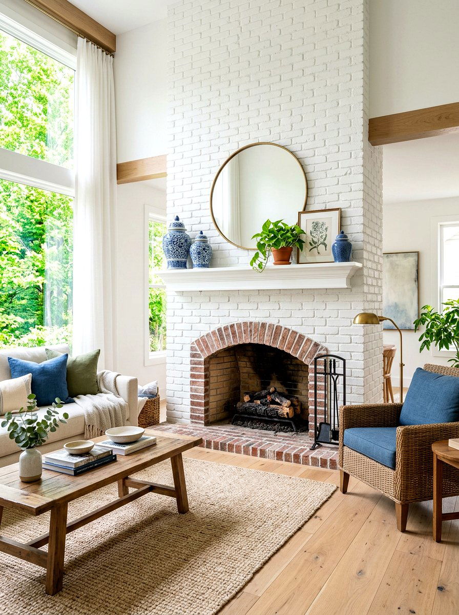 White Painted Brick Fireplace - 30 traditional fireplace mantel ideas