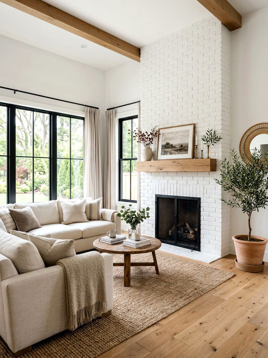 White Painted Brick Fireplace - 30 brick fireplace ideas