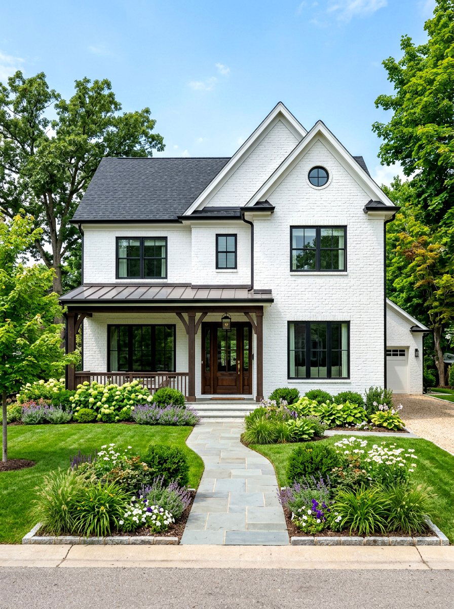 White Painted Brick House - 30 brick house exterior ideas