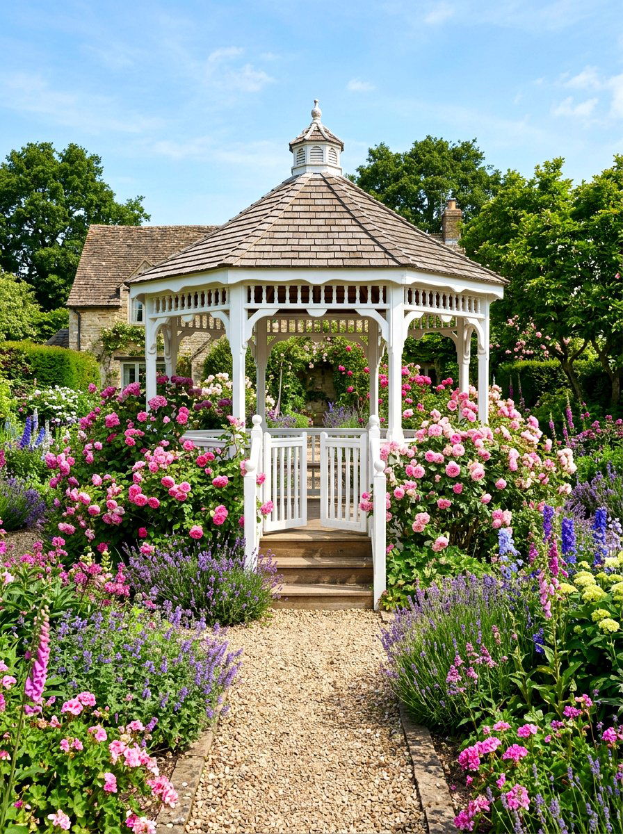 White Painted Wood Gazebo - 30 wooden gazebo ideas
