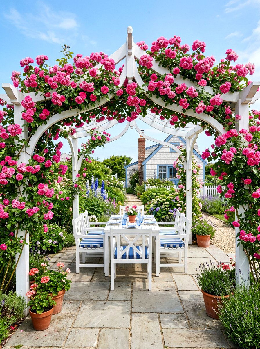 White Painted Wood Trellis - 30 wood patio cover ideas