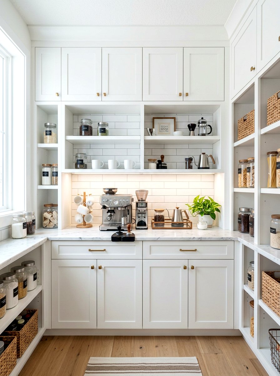 White Pantry Coffee Station - 30 walk in pantry cafe ideas