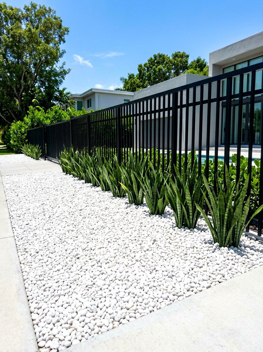 White Pebble Modern Landscape - 30 house side garden border ideas