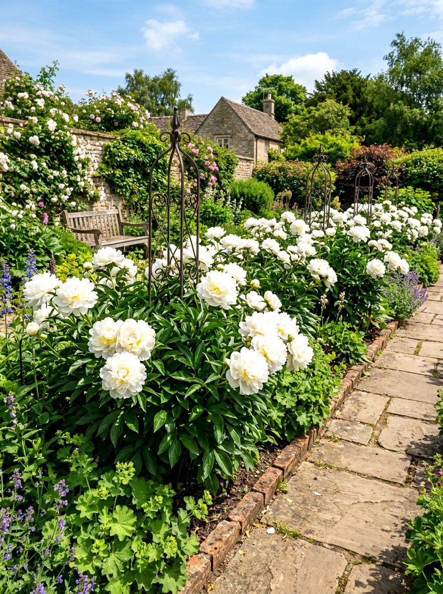 White Peony Garden - 30 white bloom garden ideas