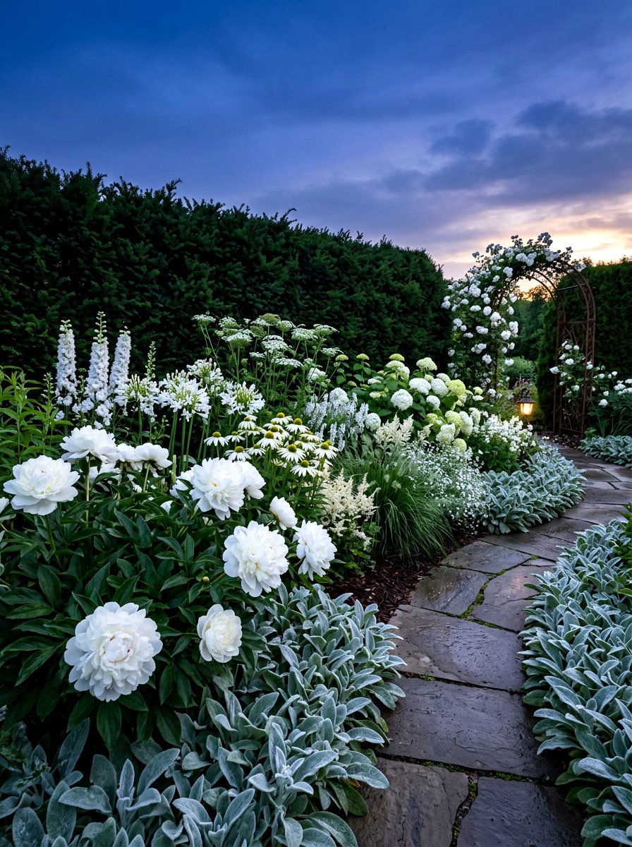 White Perennial Border - 30 perennial border ideas