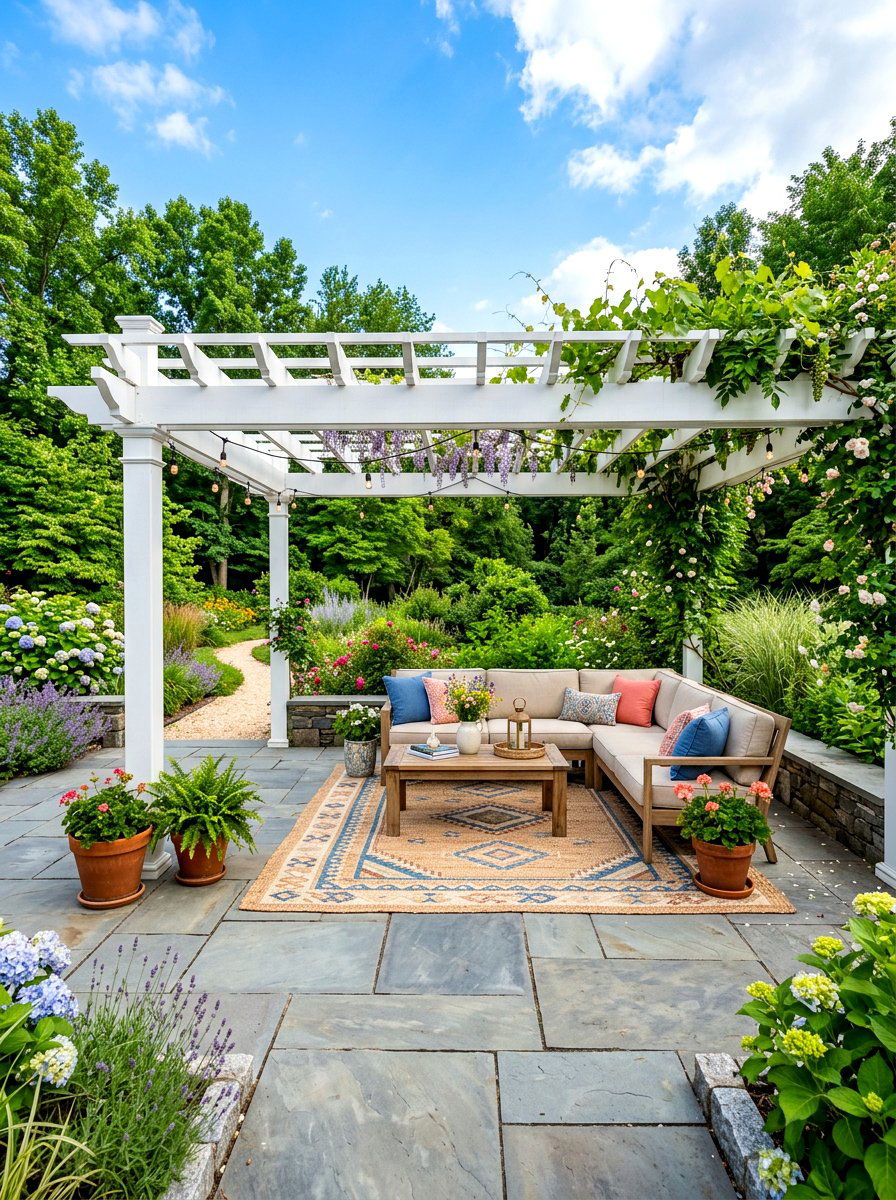 White Pergola Over Patio - 30 white pergola ideas