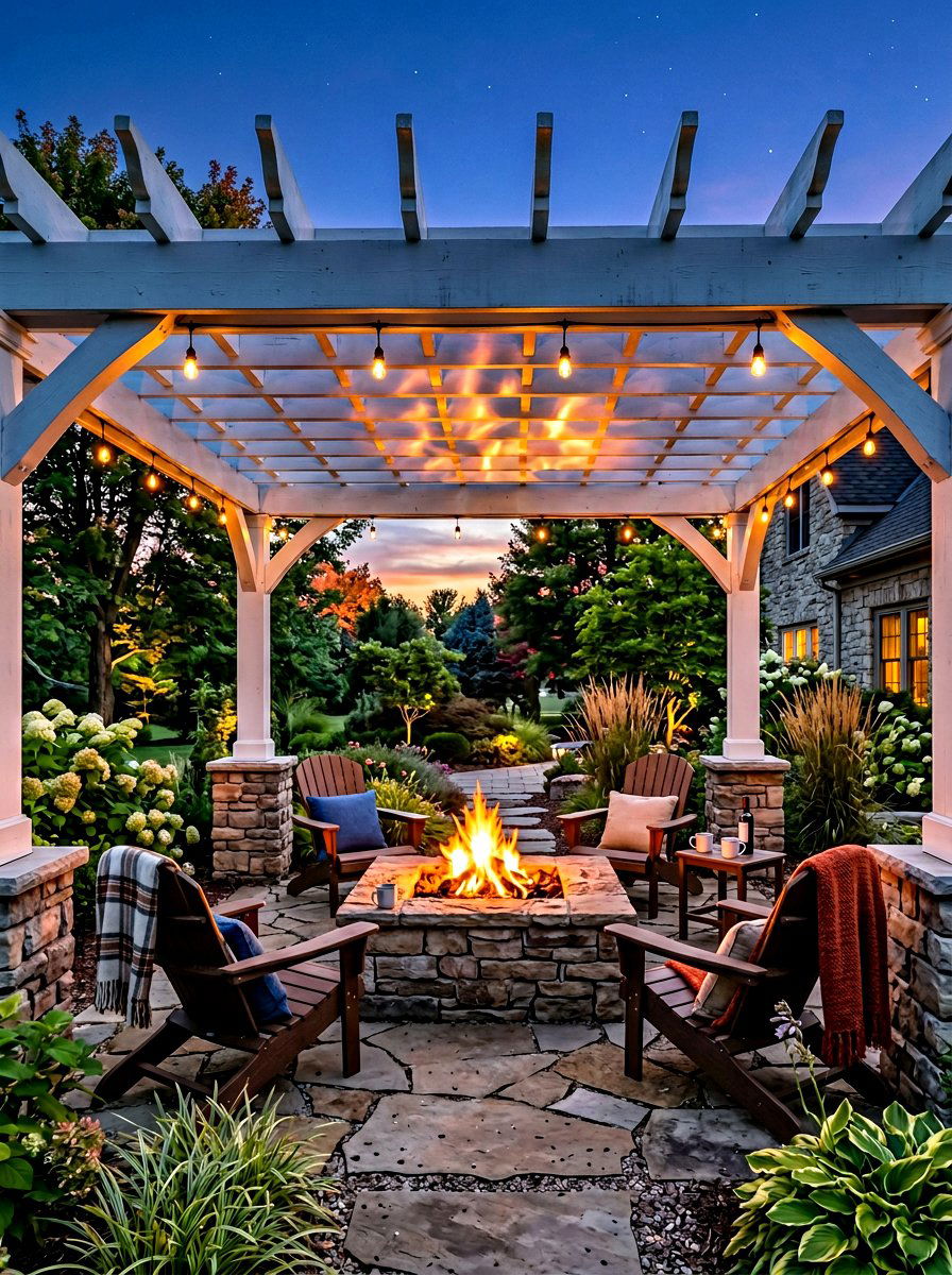 White Pergola With Fire Pit - 30 white pergola ideas