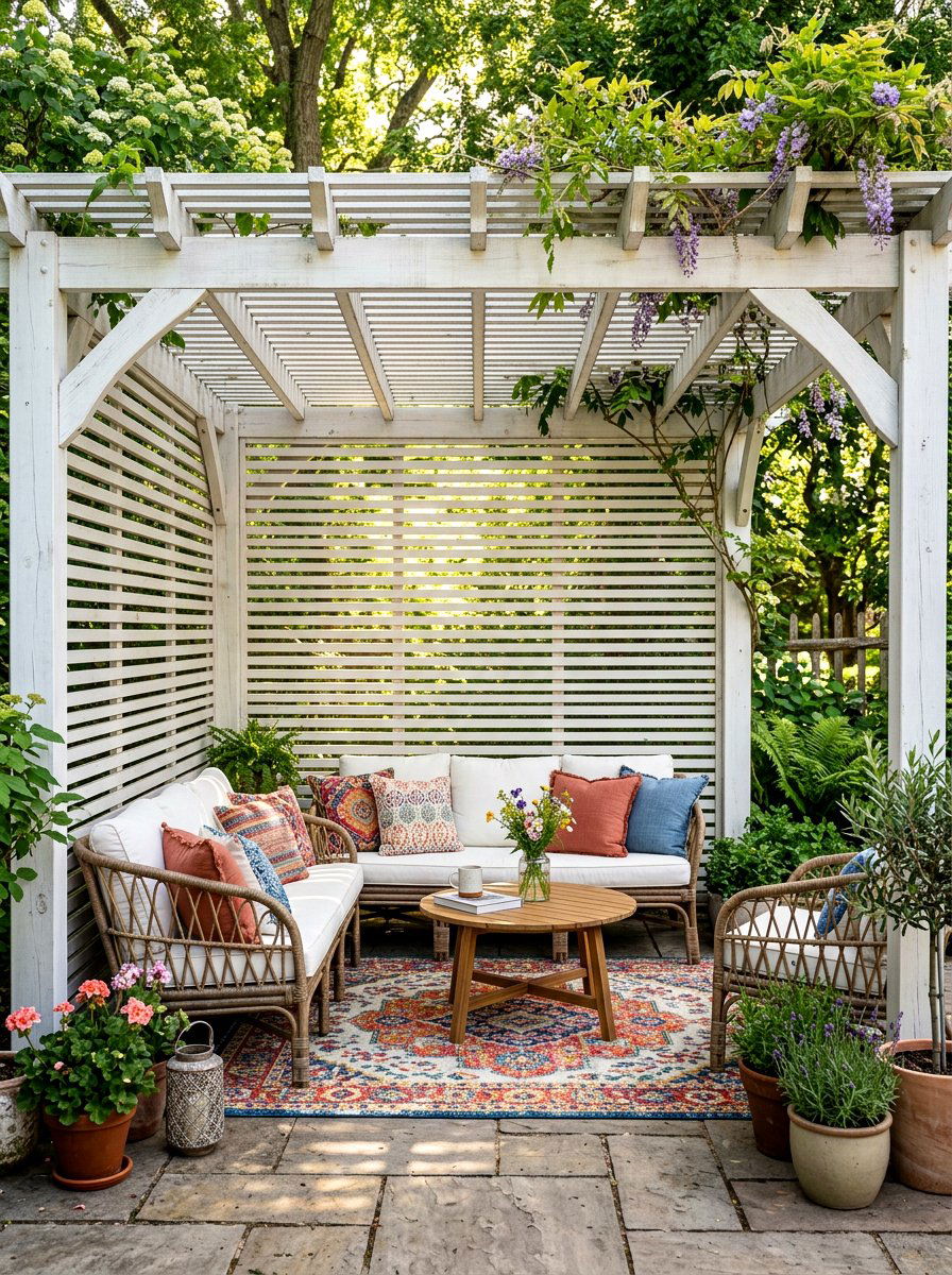 White Pergola With Privacy Screen - 30 white pergola ideas