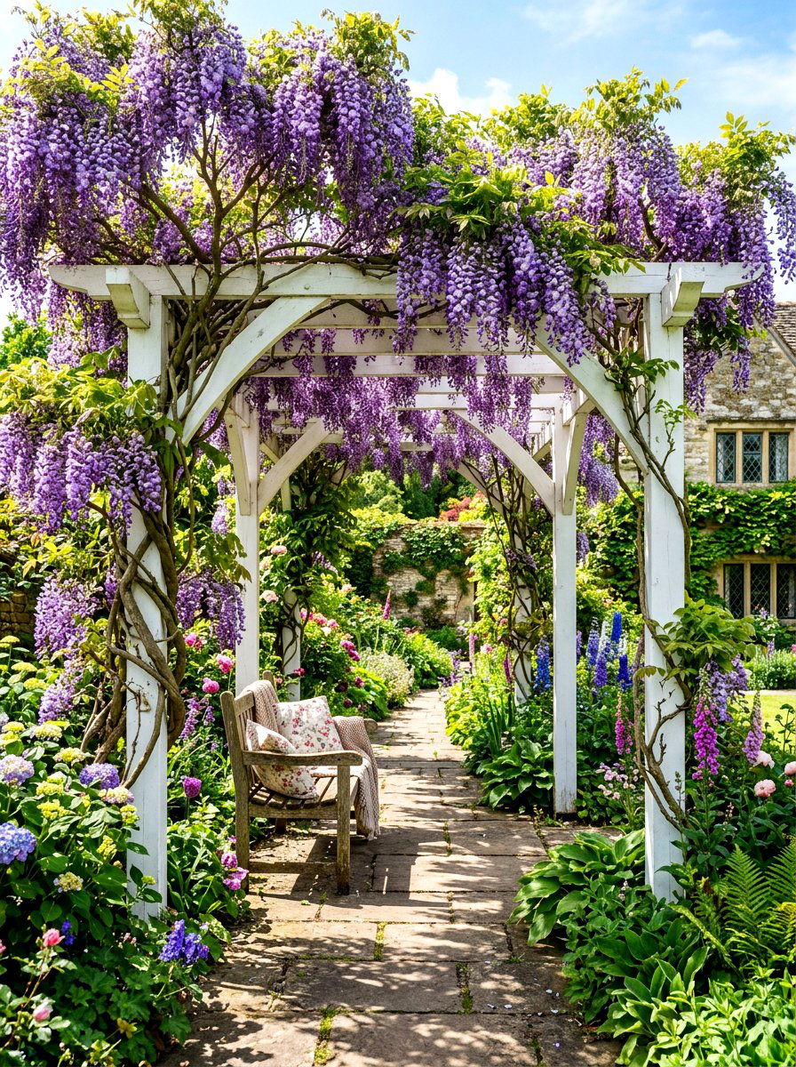 White Pergola With Vines - 30 white pergola ideas