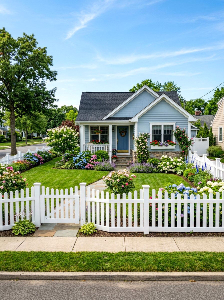White Picket Fence - 30 front yard fence ideas