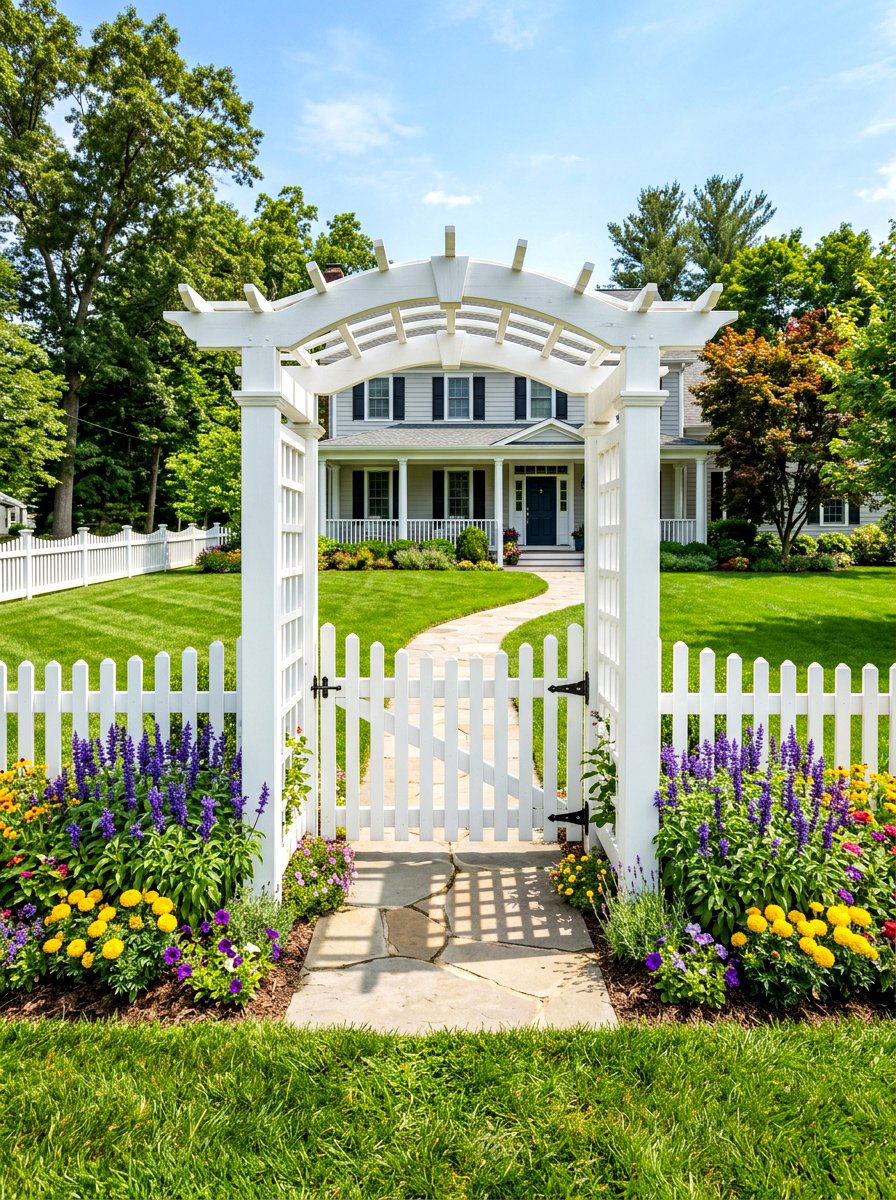White Picket Fence Arbor - 30 arbor garden entrance ideas