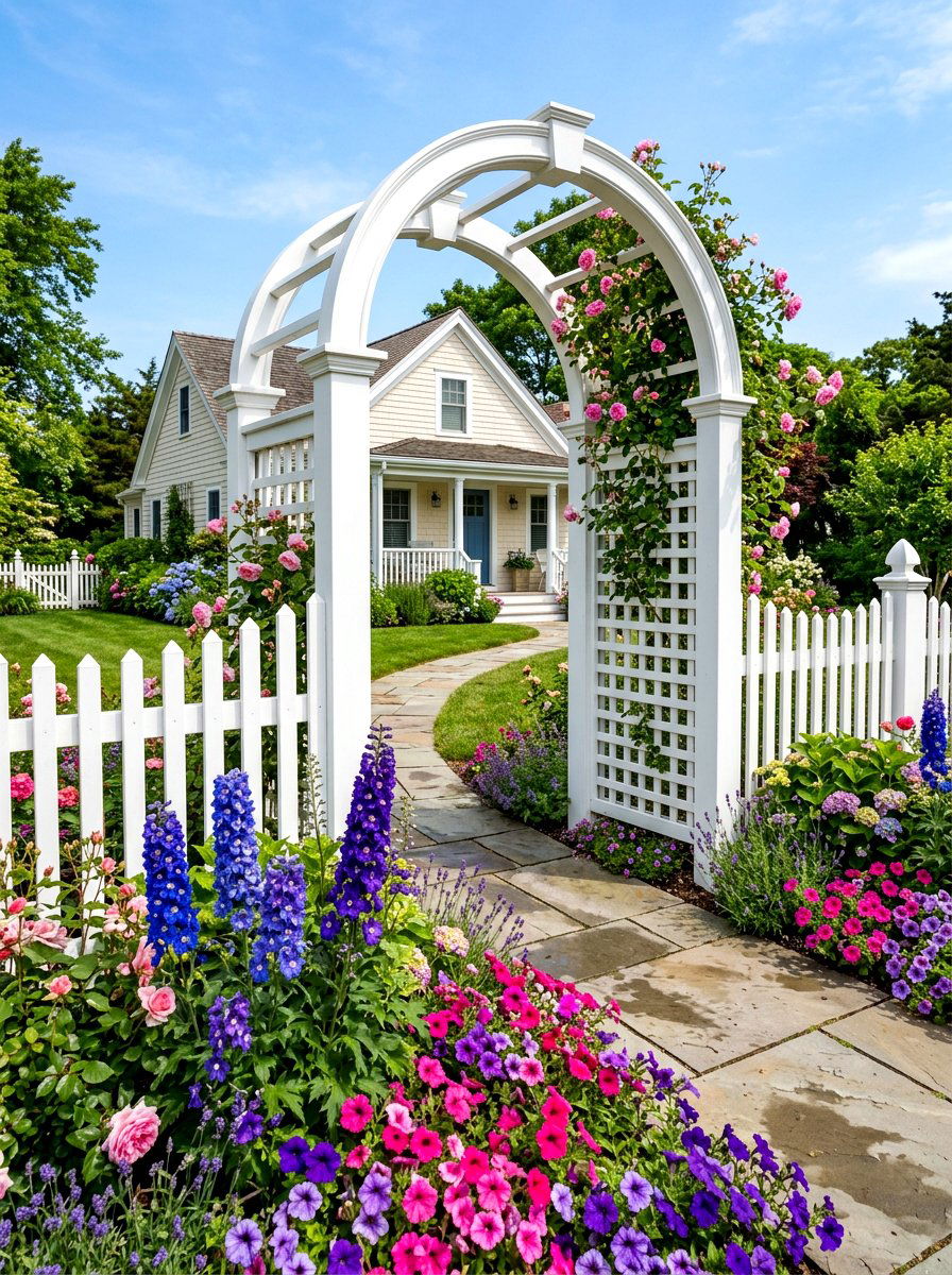 White Picket Fence Arbor - 30 arbor entrance ideas