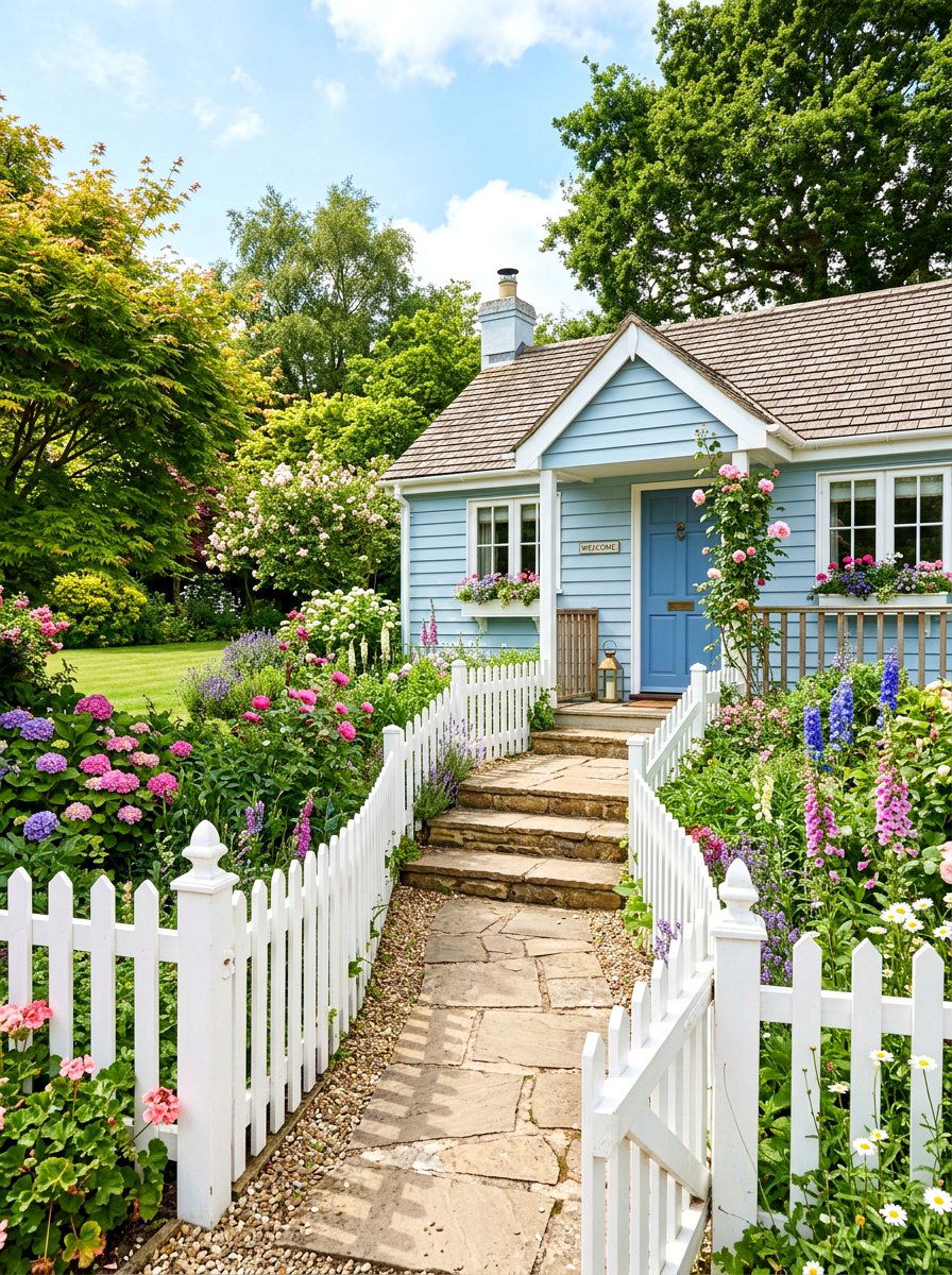 White Picket Fence Stoop - 30 cottage stoop ideas