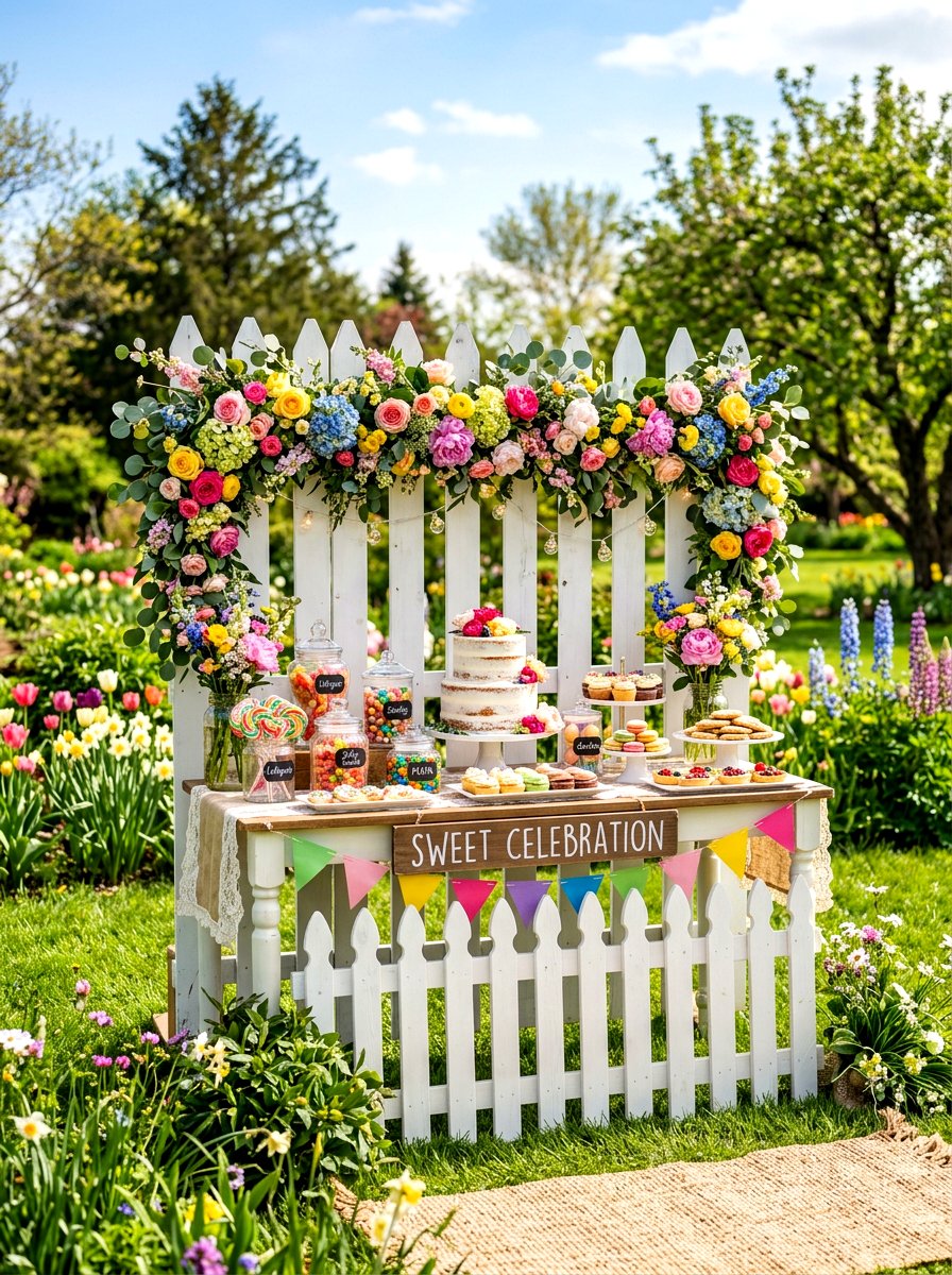 White Picket Fence Table - 30 outdoor dessert station ideas
