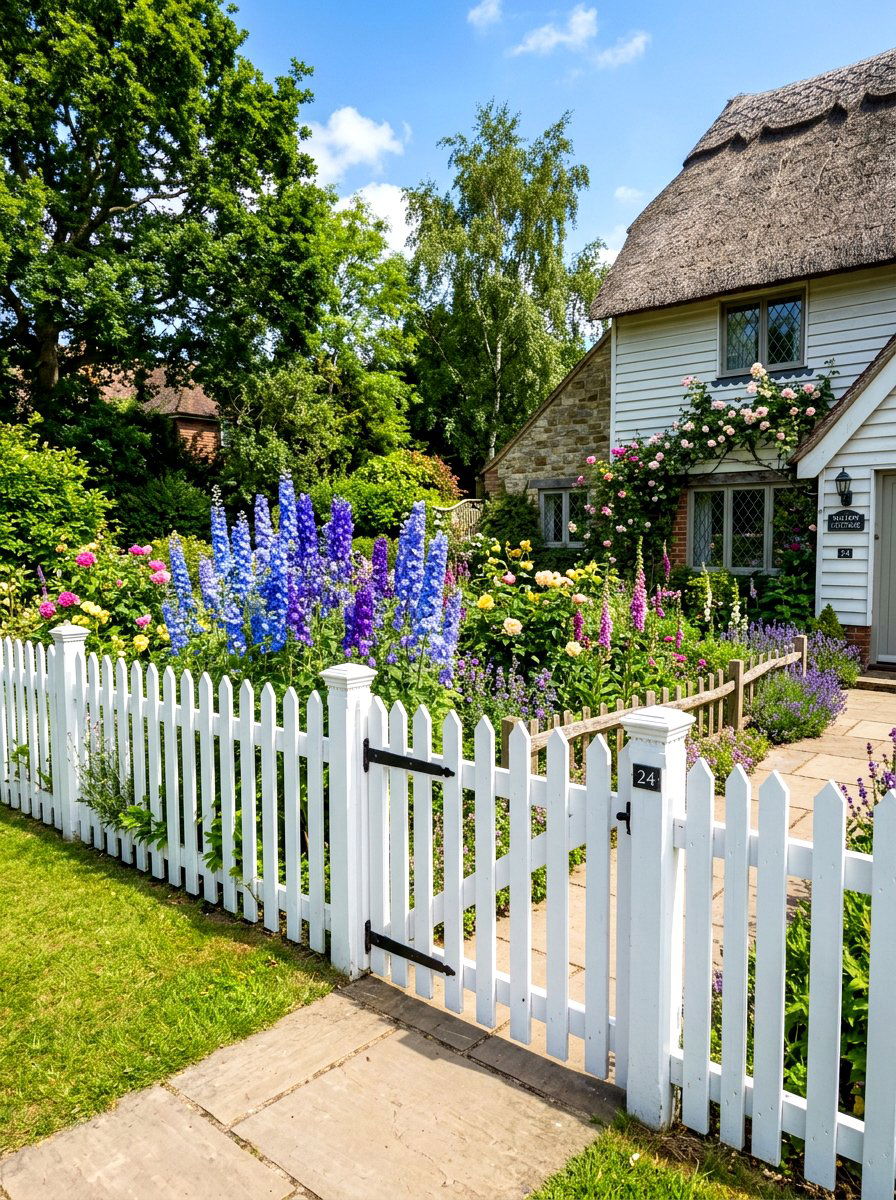 White Picket Front Yard Fence - 30 simple front yard ideas
