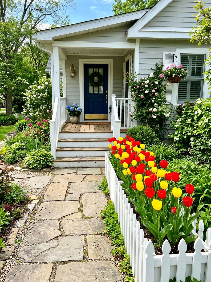 White Picket Planter - 30 front porch spring refresh ideas