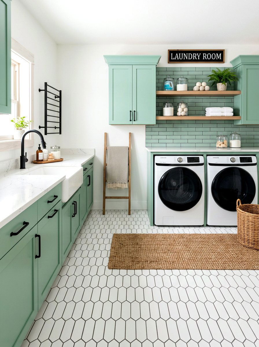 30 Laundry Room Floor Tile Ideas for Easy Cleaning and Great Style