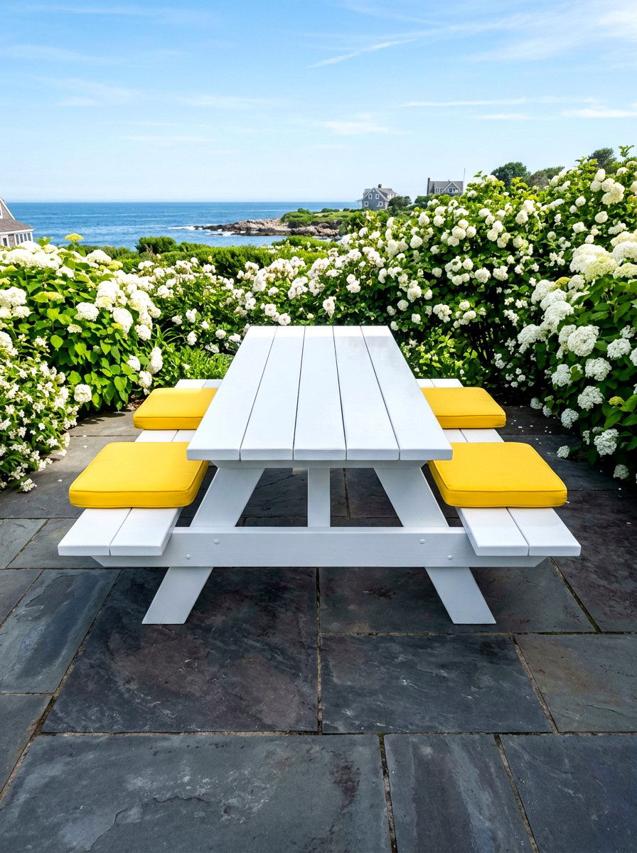 White Picnic Table - 30 picnic table patio ideas