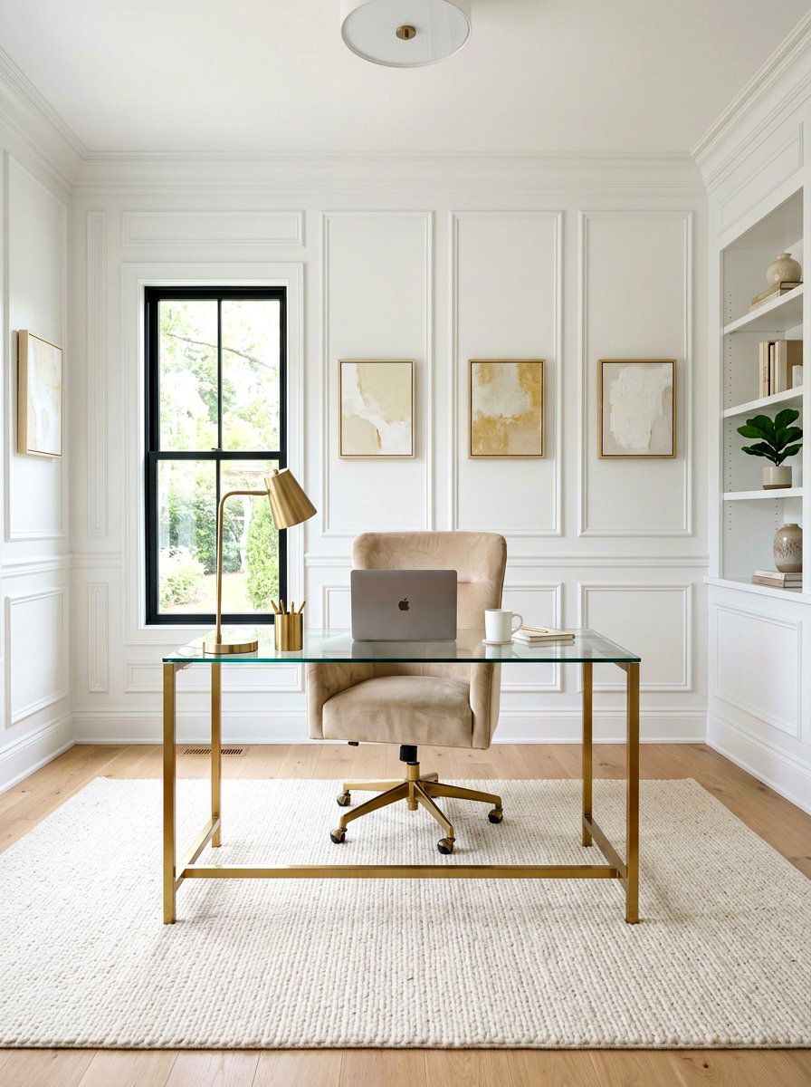 White Picture Frame Molding - 30 office wall molding ideas