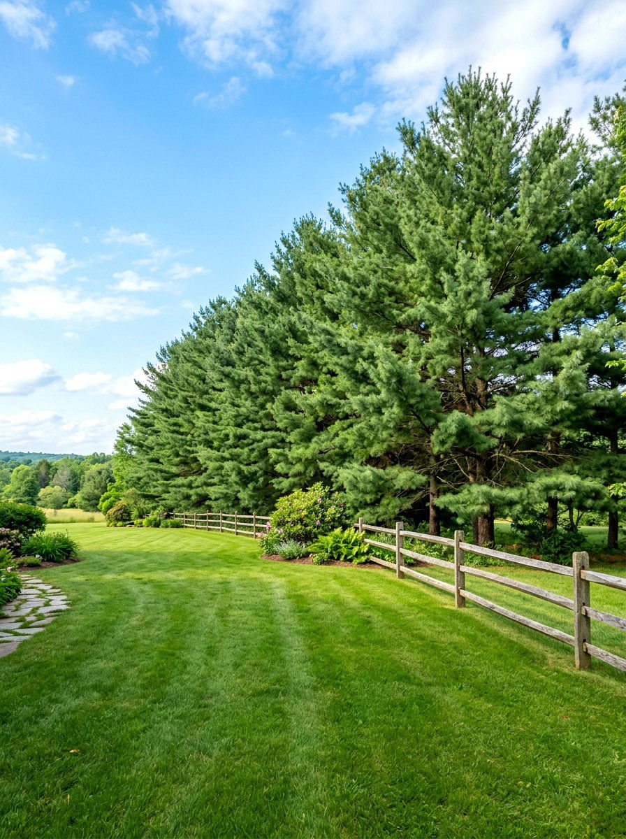 White Pine Privacy Buffer - 30 evergreen landscaping ideas