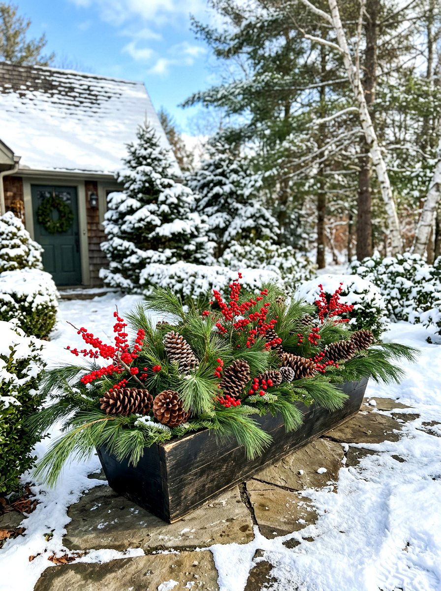 White Pine Trough - 30 winter container garden ideas