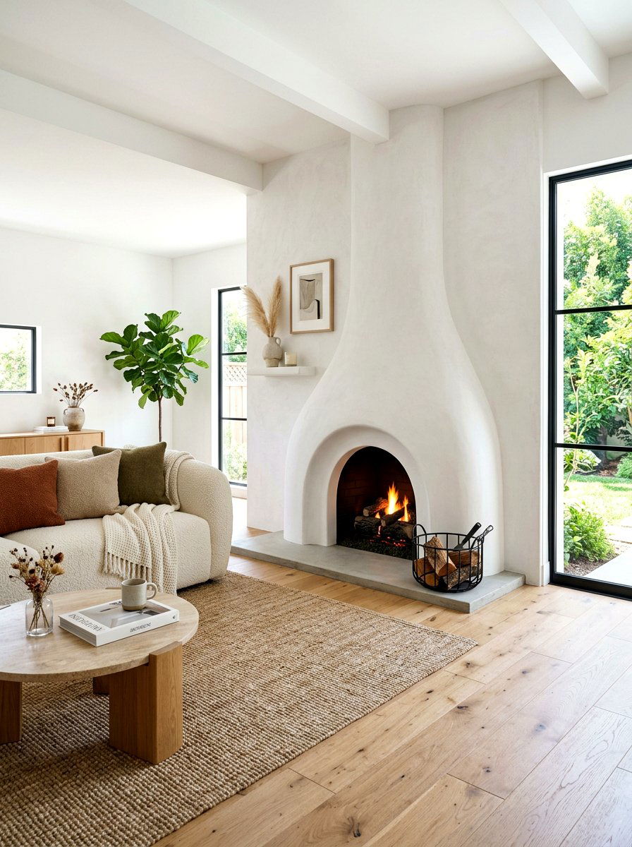 White Plaster Fireplace - 30 modern fireplace surround ideas