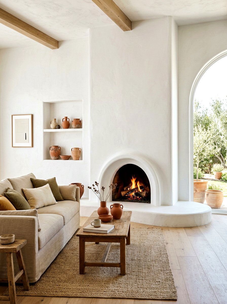 White Plaster Fireplace - 30 fireplace wall living room ideas