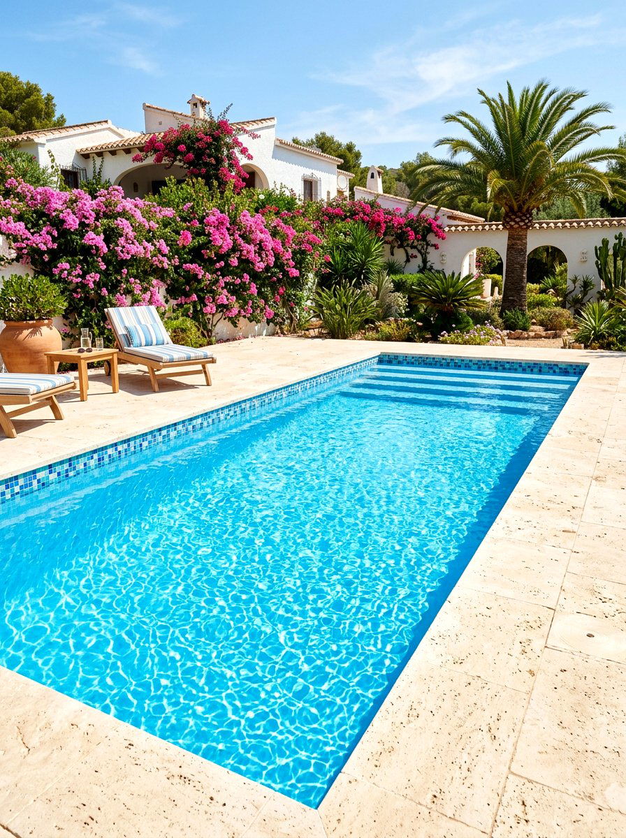 White Plaster Pool - 30 rectangular pool ideas