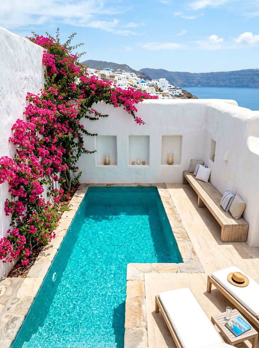 White Plaster Wall Enclosure - 30 Mediterranean pool patio ideas