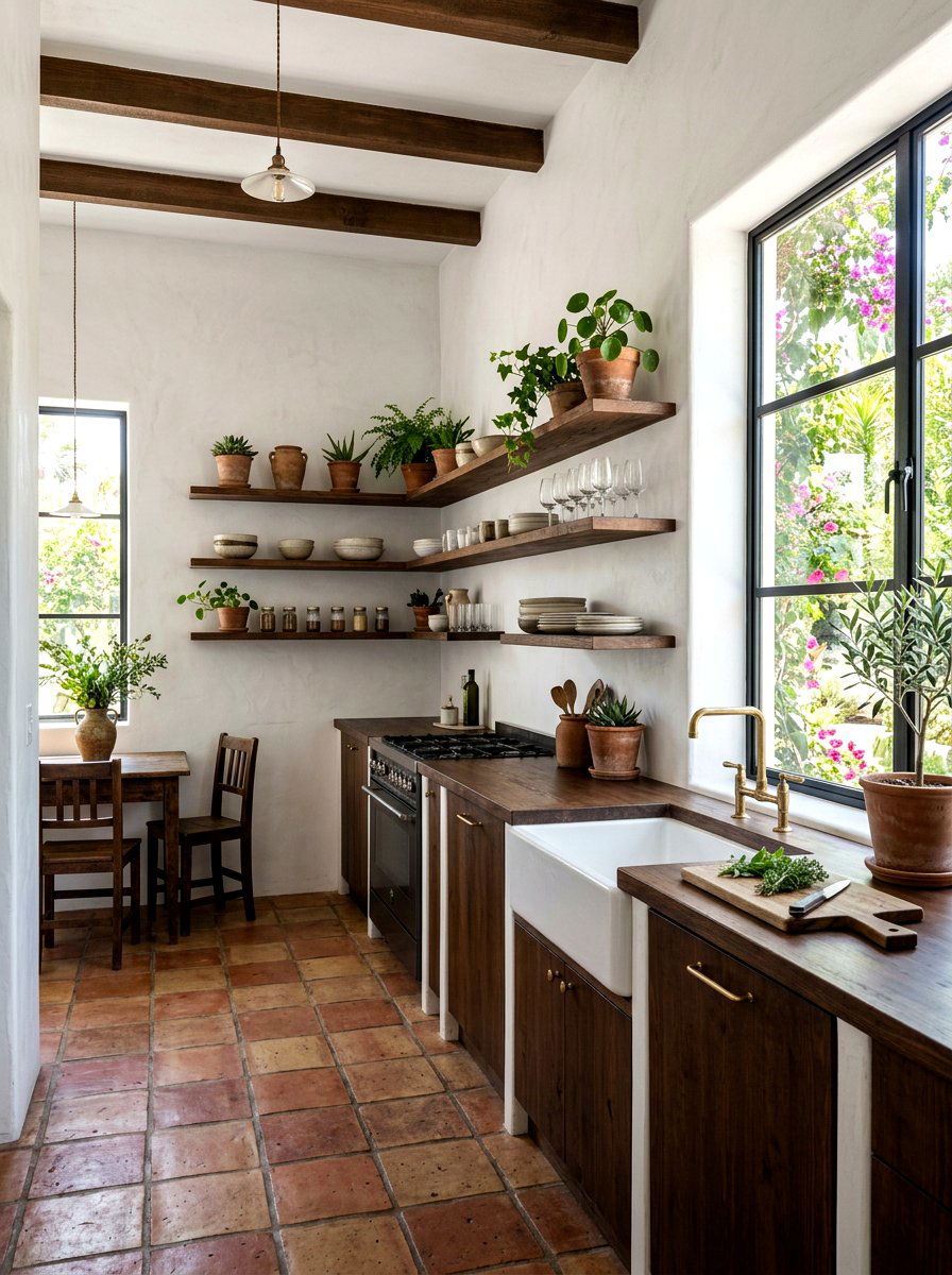 White Plaster Wall Finish - 30 Spanish style kitchen ideas