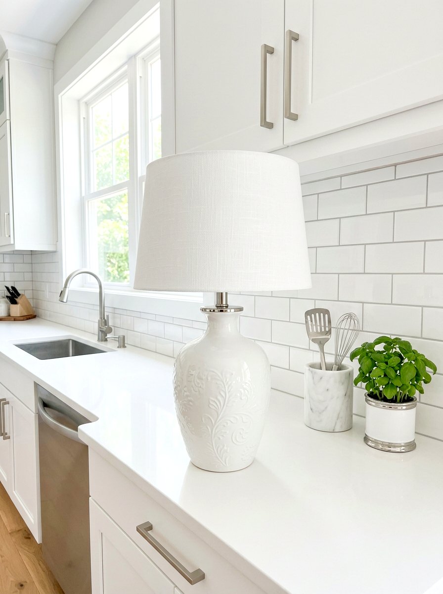 White Porcelain Lamp - 30 mini lamp kitchen ideas