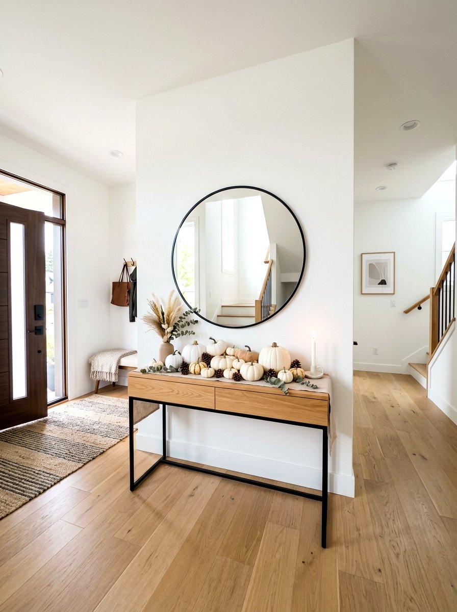White Pumpkin Display - 30 fall entryway decor ideas