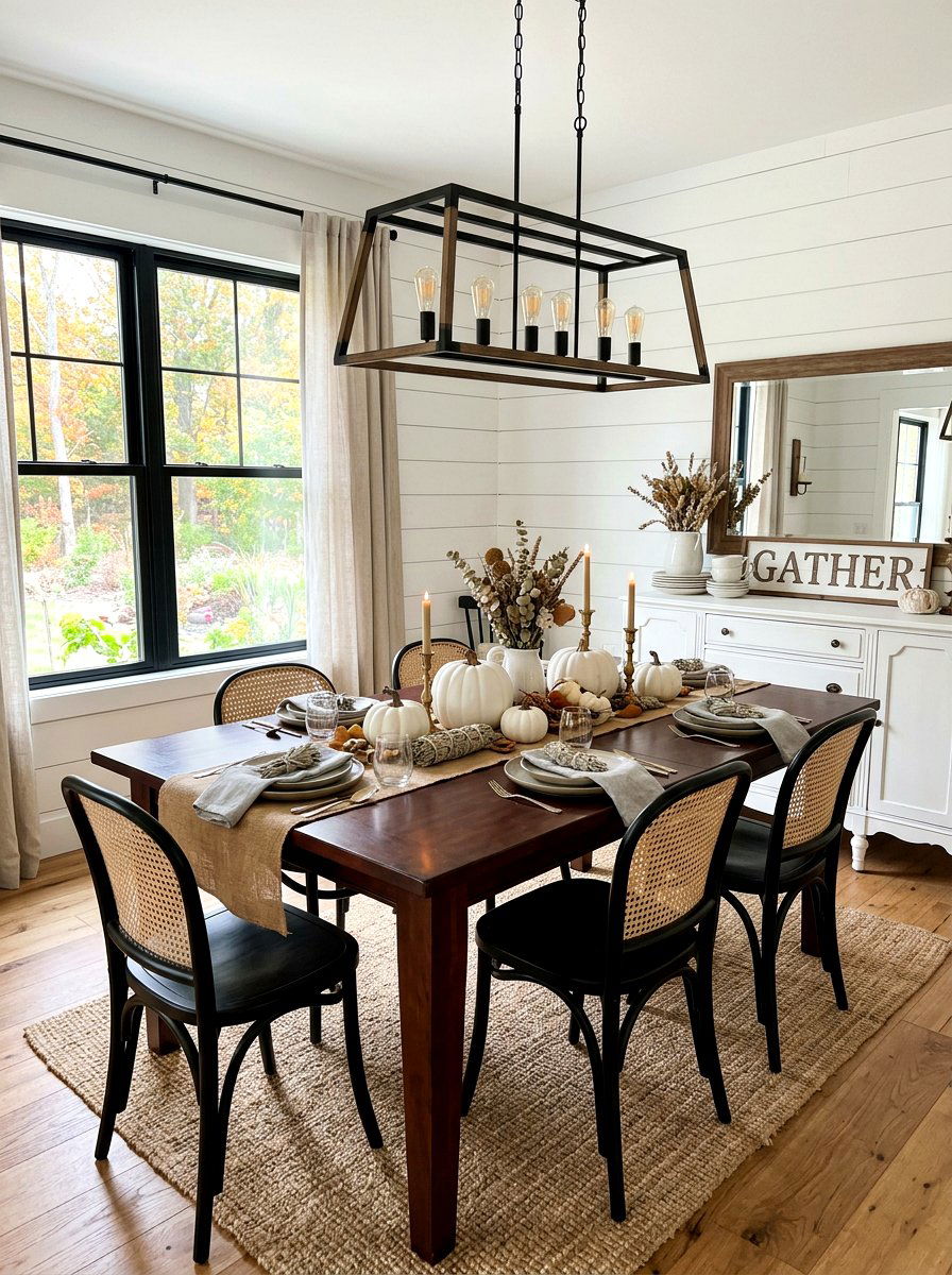 White Pumpkin Fall Centerpiece - 30 rustic table centerpiece ideas