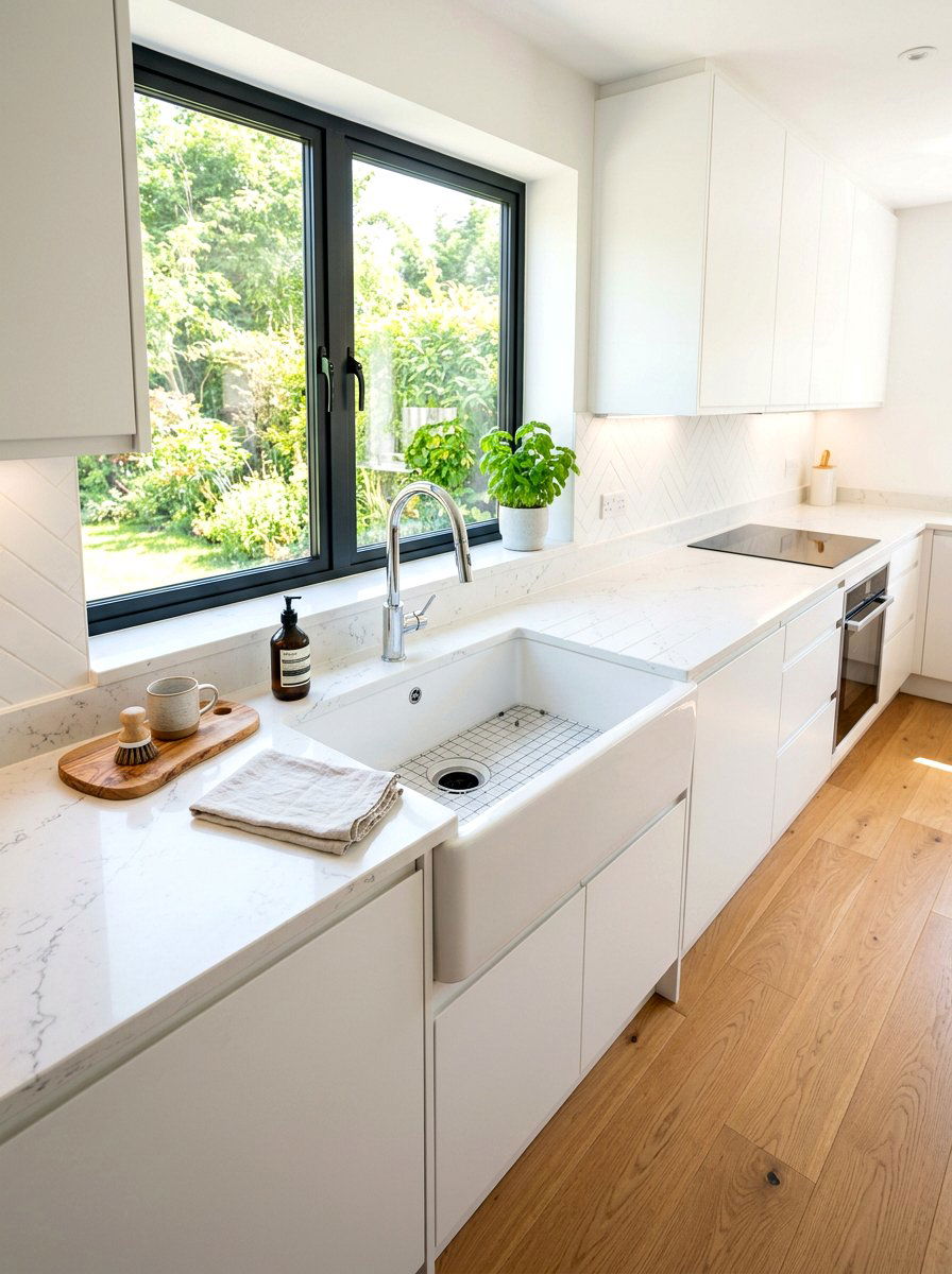 White Quartz Apron Sink - 30 apron sink kitchen ideas
