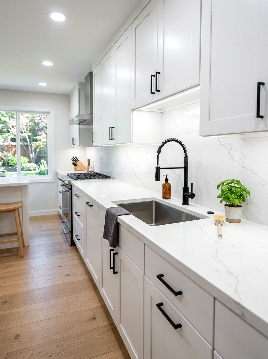 White Quartz Countertops - 30 kitchen remodel ideas