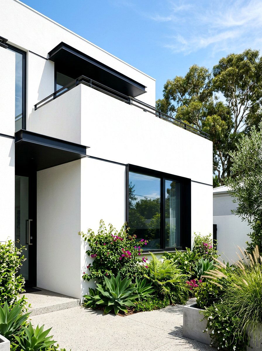 White Rendered Walls - 30 courtyard patio ideas