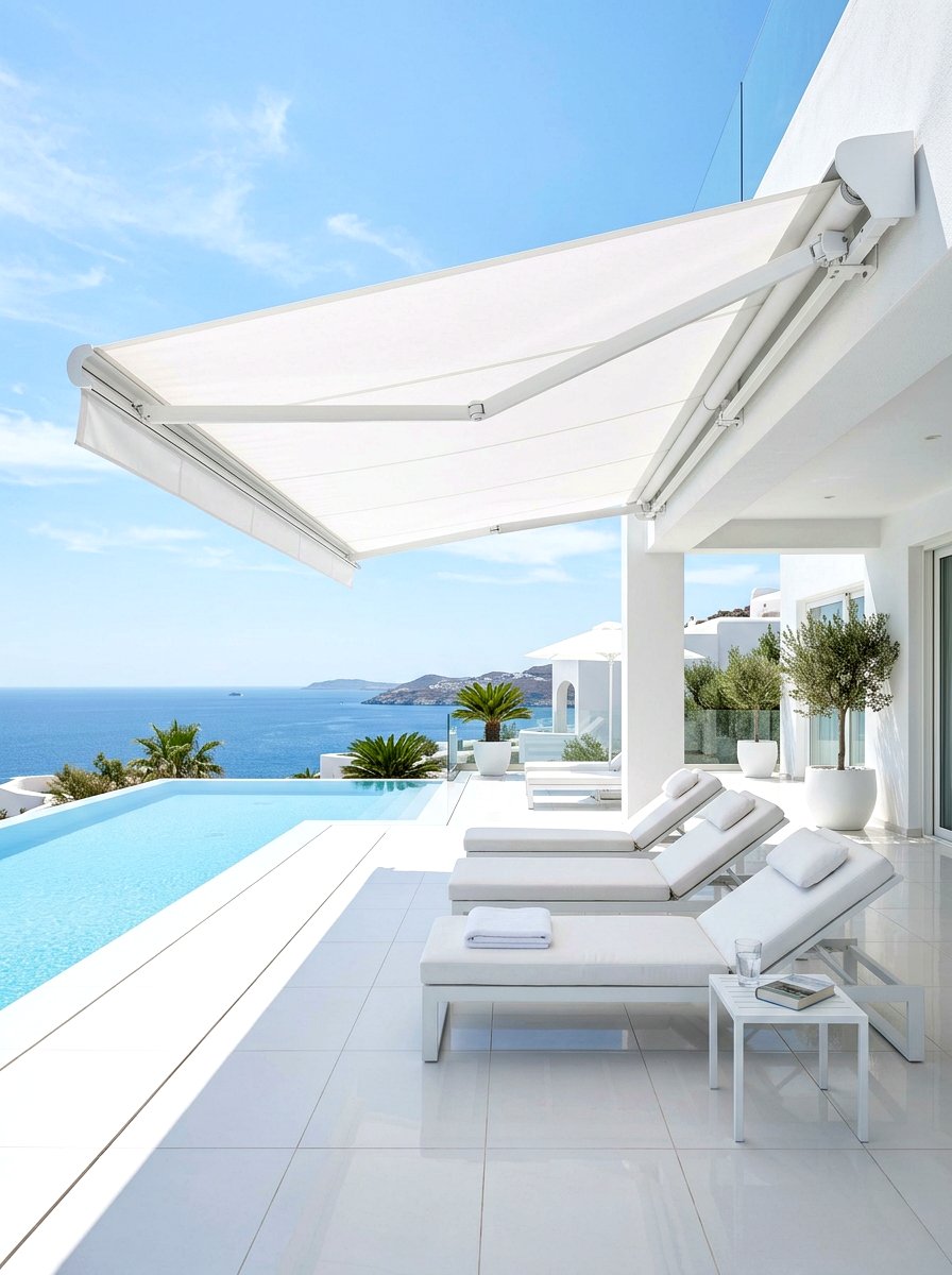White Retractable Awning - 30 retractable awning ideas