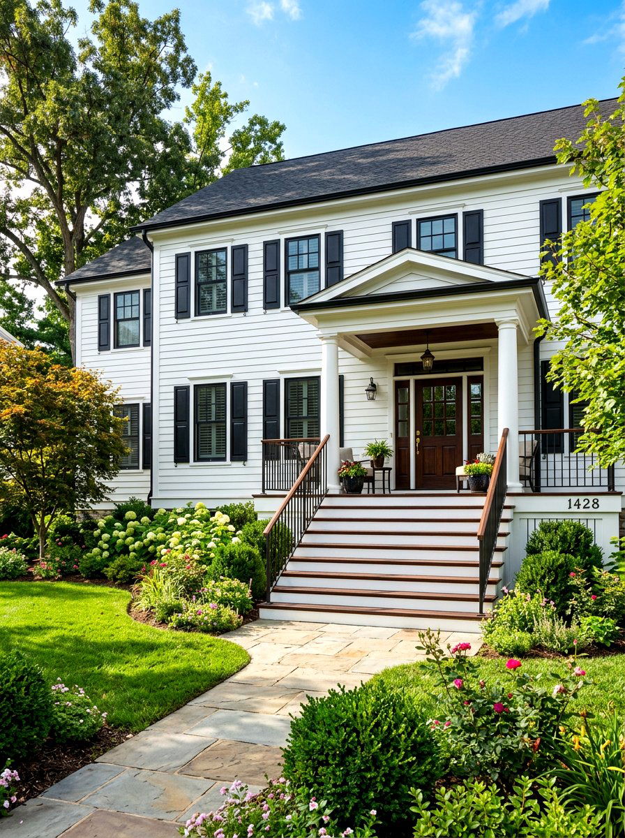 White Riser Contrast - 30 front steps makeover ideas