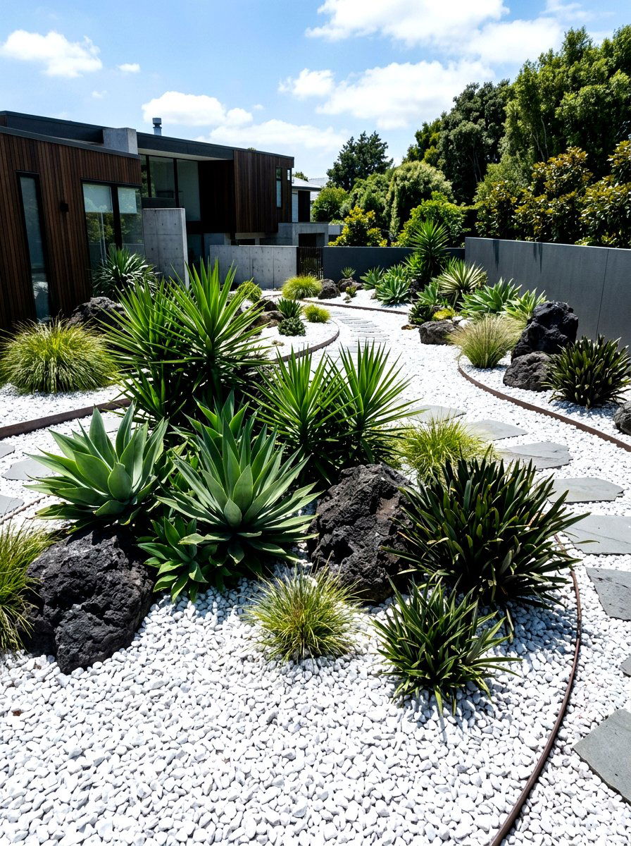 White Rock Garden - 30 front yard rock garden ideas