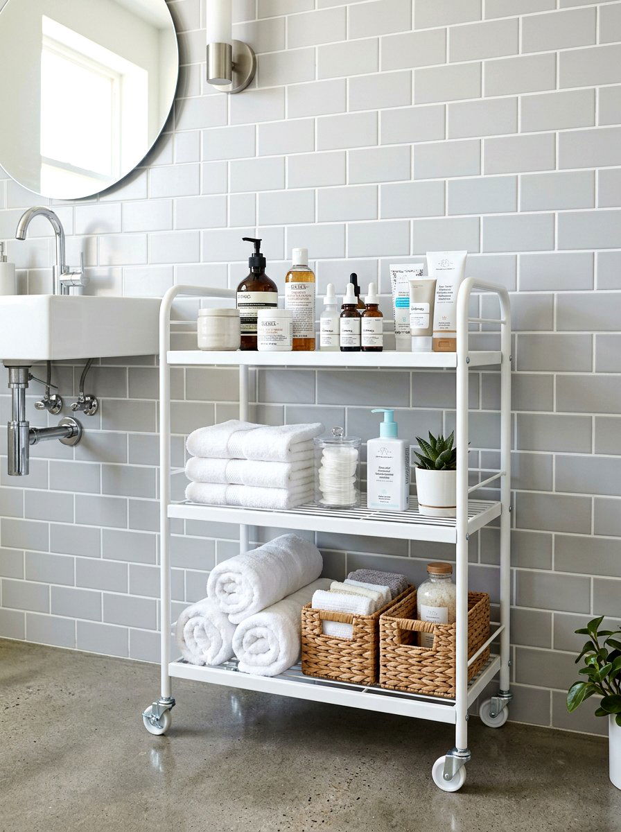 White Rolling Cart Bathroom - 30 aesthetic bathroom cart ideas