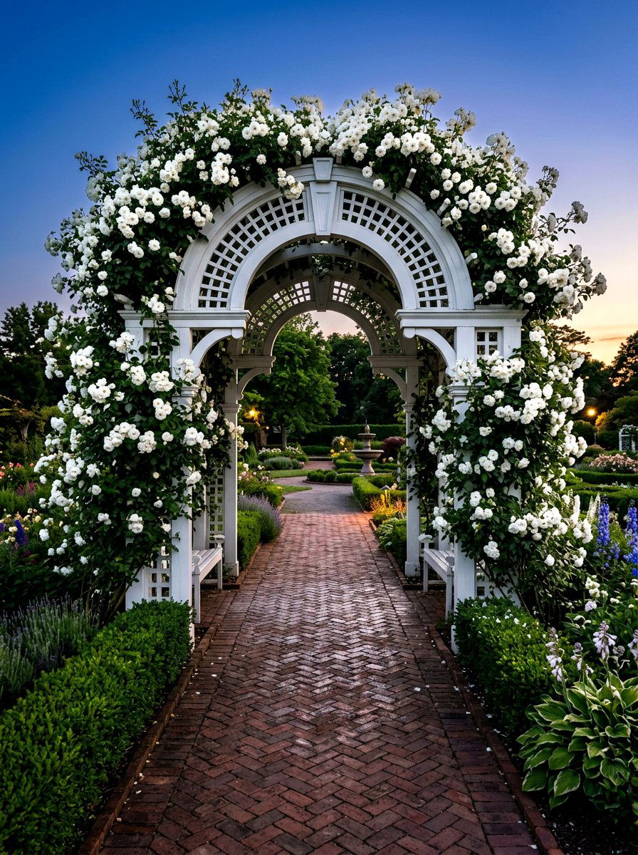 White Rose Arbor - 30 front arbor ideas