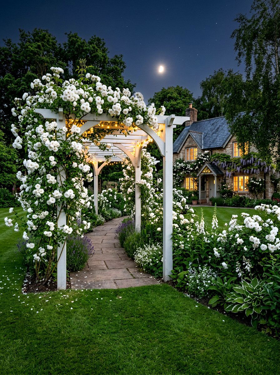 White Rose Moonlight Garden - 30 moonlight garden ideas