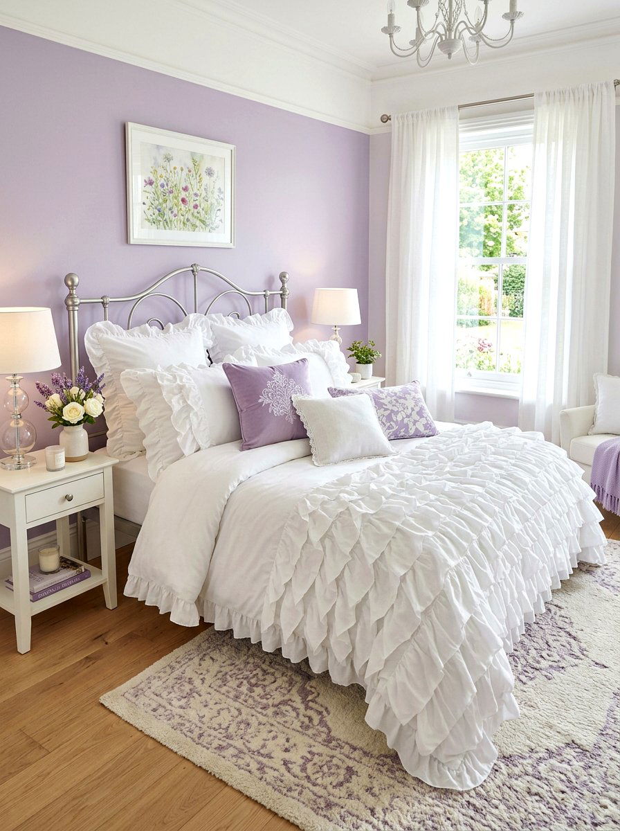 White Ruffle Bedding - 30 flower market bedroom ideas