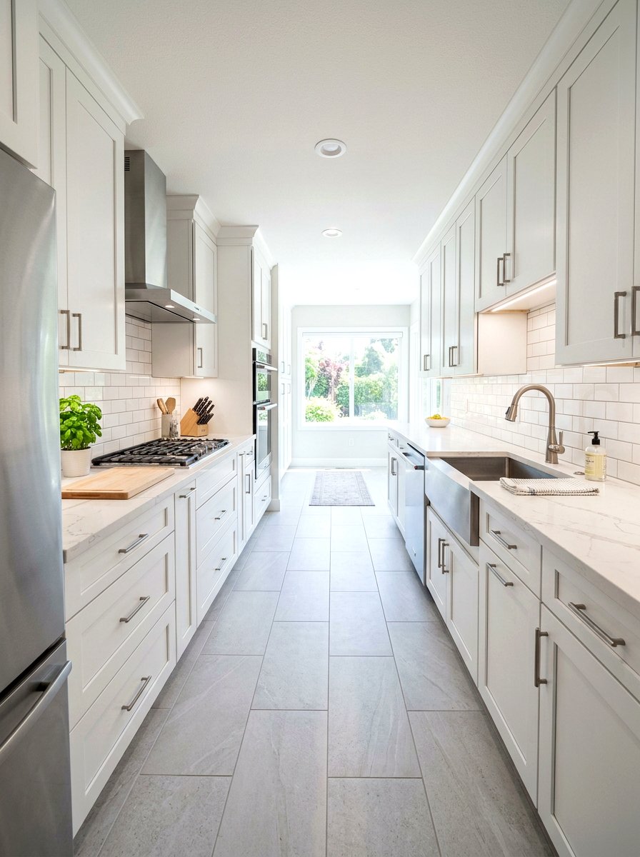White Shaker Galley Kitchen - 30 galley kitchen ideas