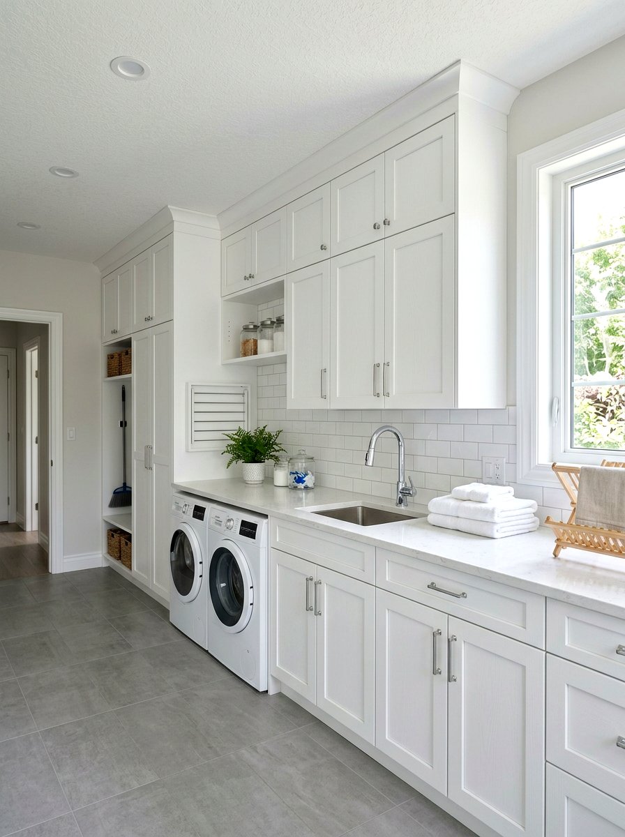 White Shaker Laundry Cabinets - 30 laundry room cabinet ideas